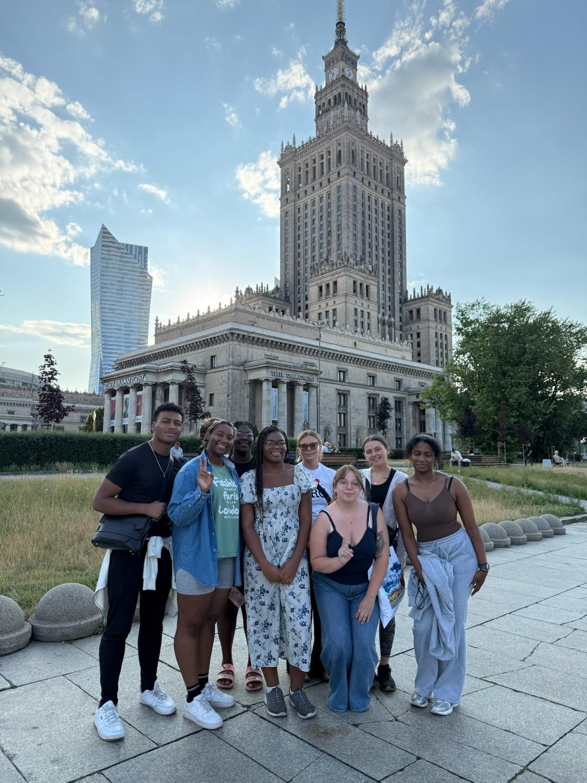 TTY students in front of the Palace of Culture and Science in Warsaw